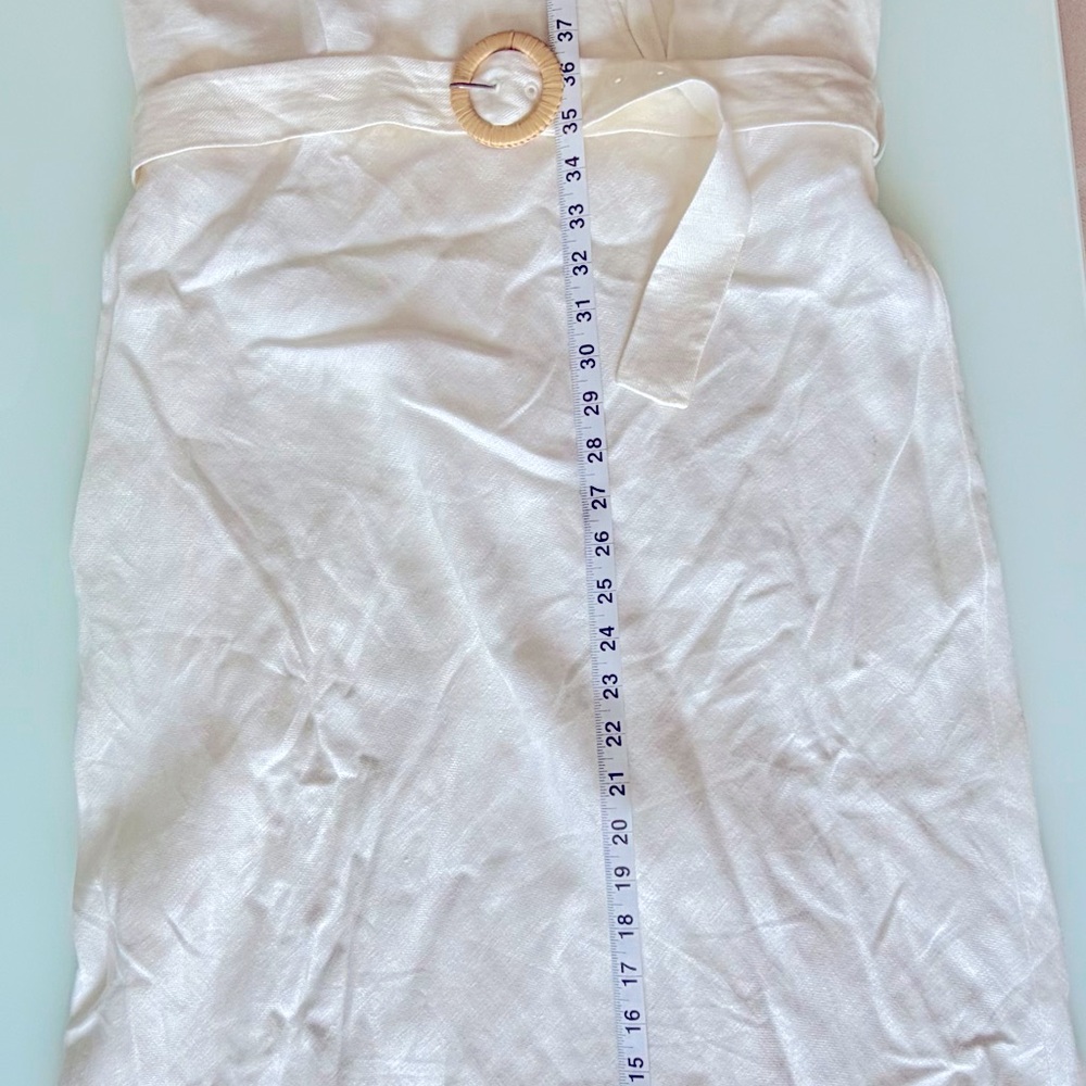 Mango White Sleeveless V-Neck Maxi Dress with Ring Belt - Picture 5 of 7